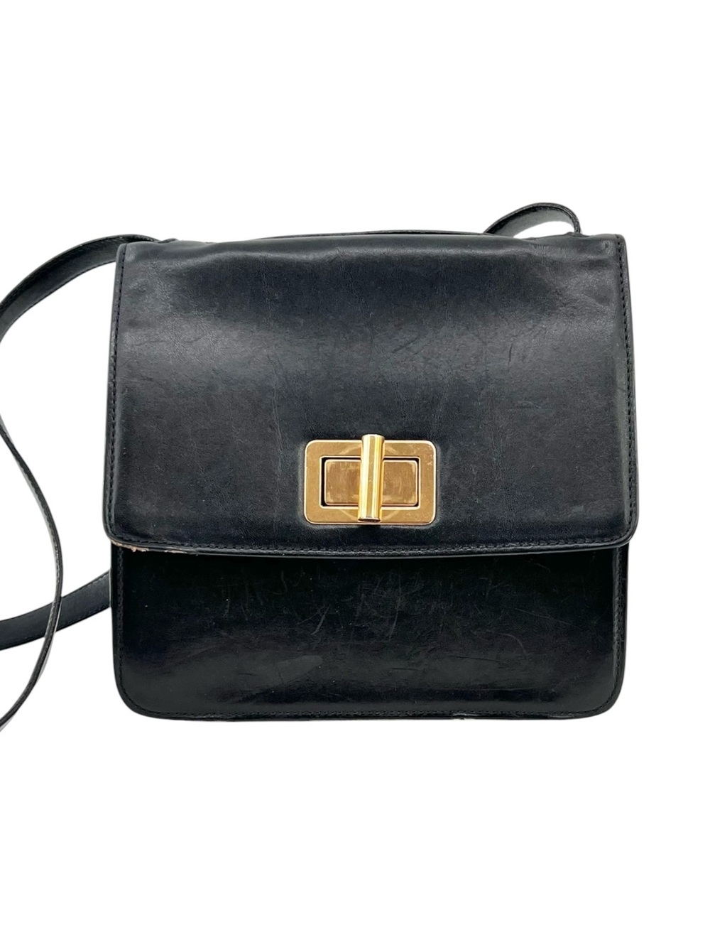 Authenticated Chloe Black Leather Box Crossbody Bag with Authenticity Card